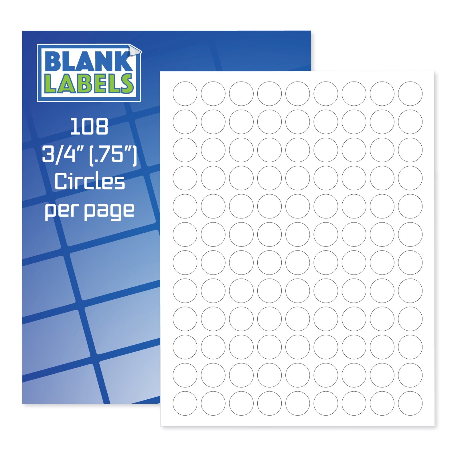 108 Per Page Circle Labels .75" 3/4" Round Circular Laser / Ink Jet Event Labels