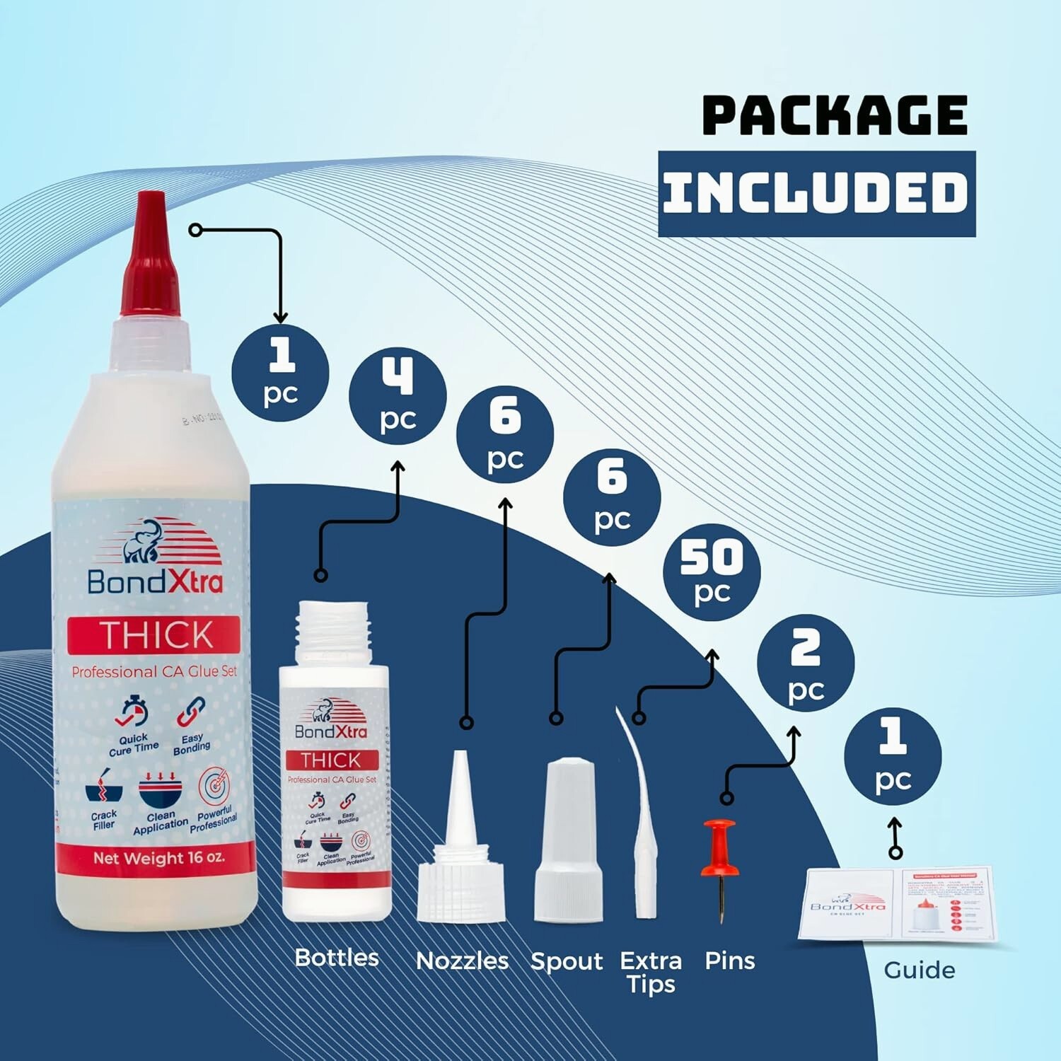 BondXtra 2 oz Medium CA Glue for Woodworking, Premium Super Glue Kit for Craft