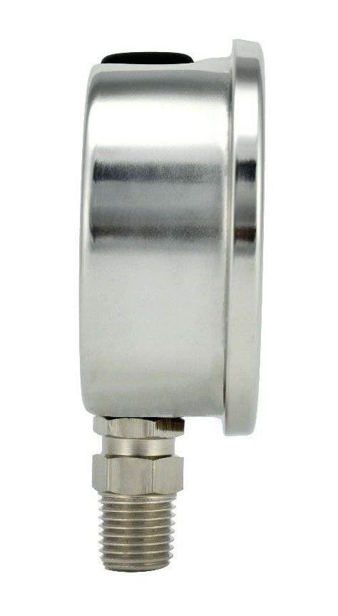 2.5" LIQUID FILLED VACUUM PRESSURE GAUGE -30Hg/0 -1Bar, S.S CASE BRASS LOWER