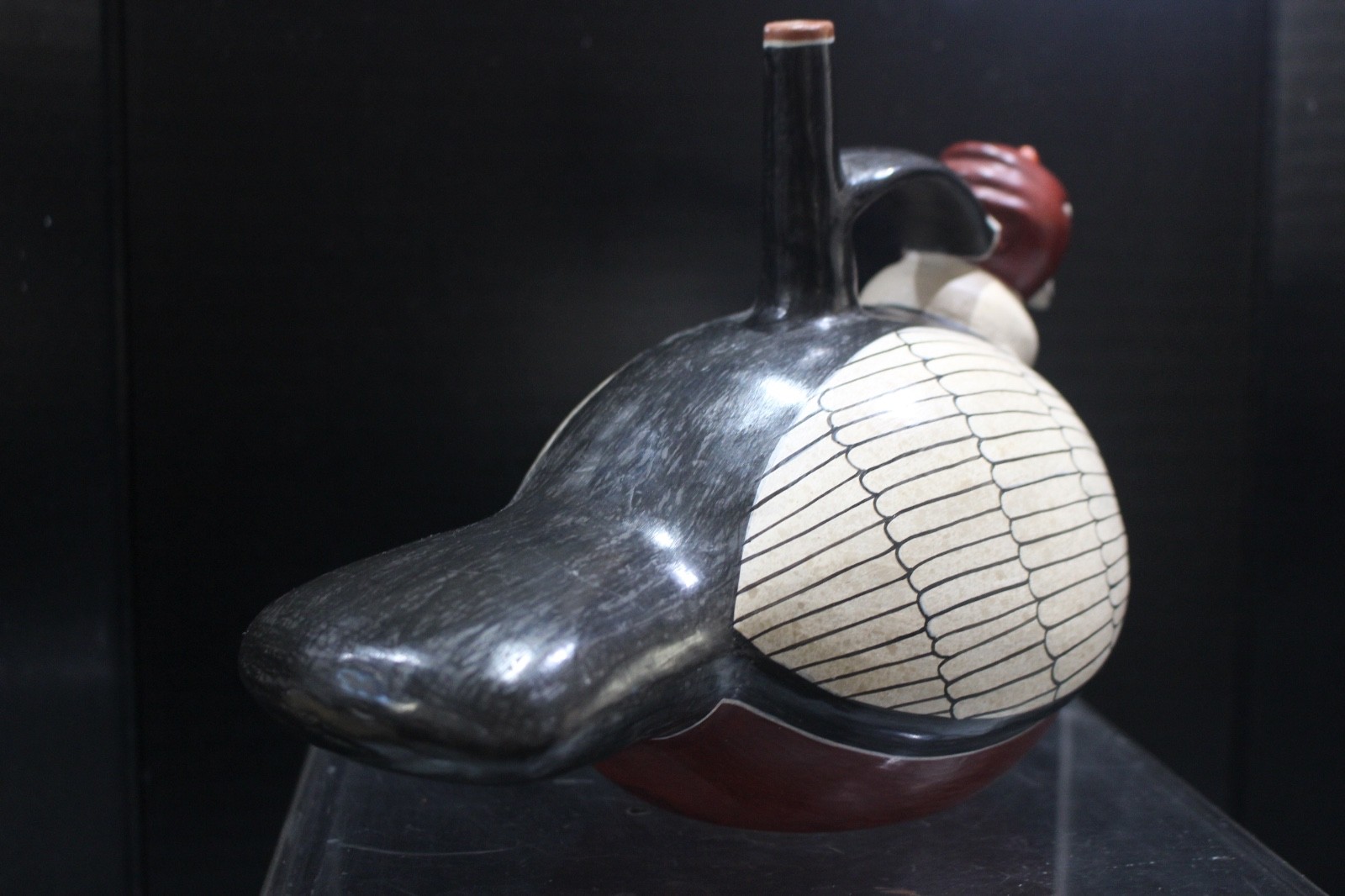 Peru Art Pottery Nazca Condor Hand Painted Ceramic Spout Reproduction Signed