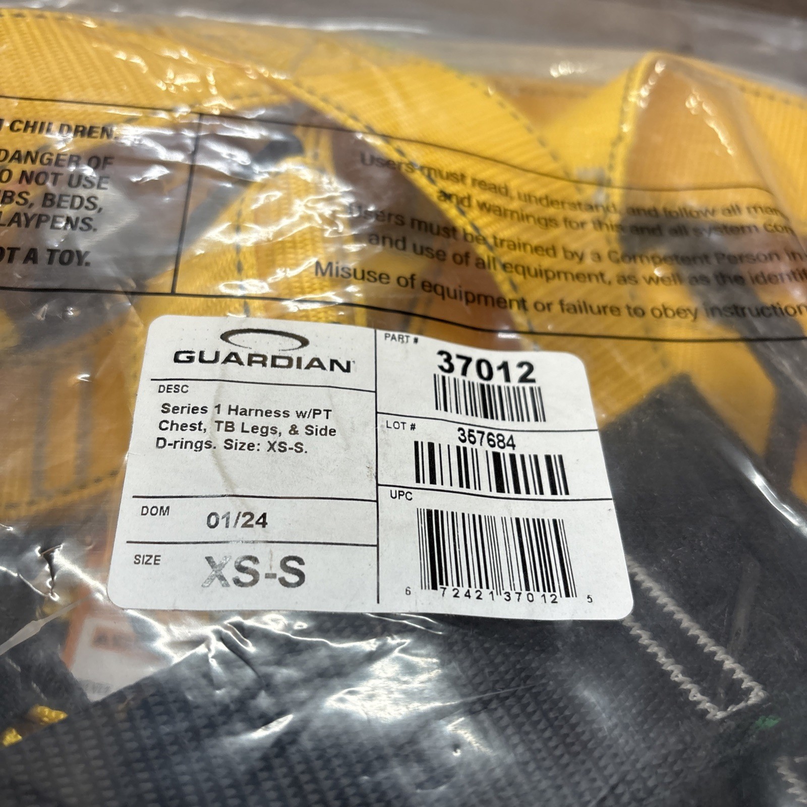 Guardian Fall Protection Series 1 Harness XS-S~~PT chest, TB legs & Side D-Rings