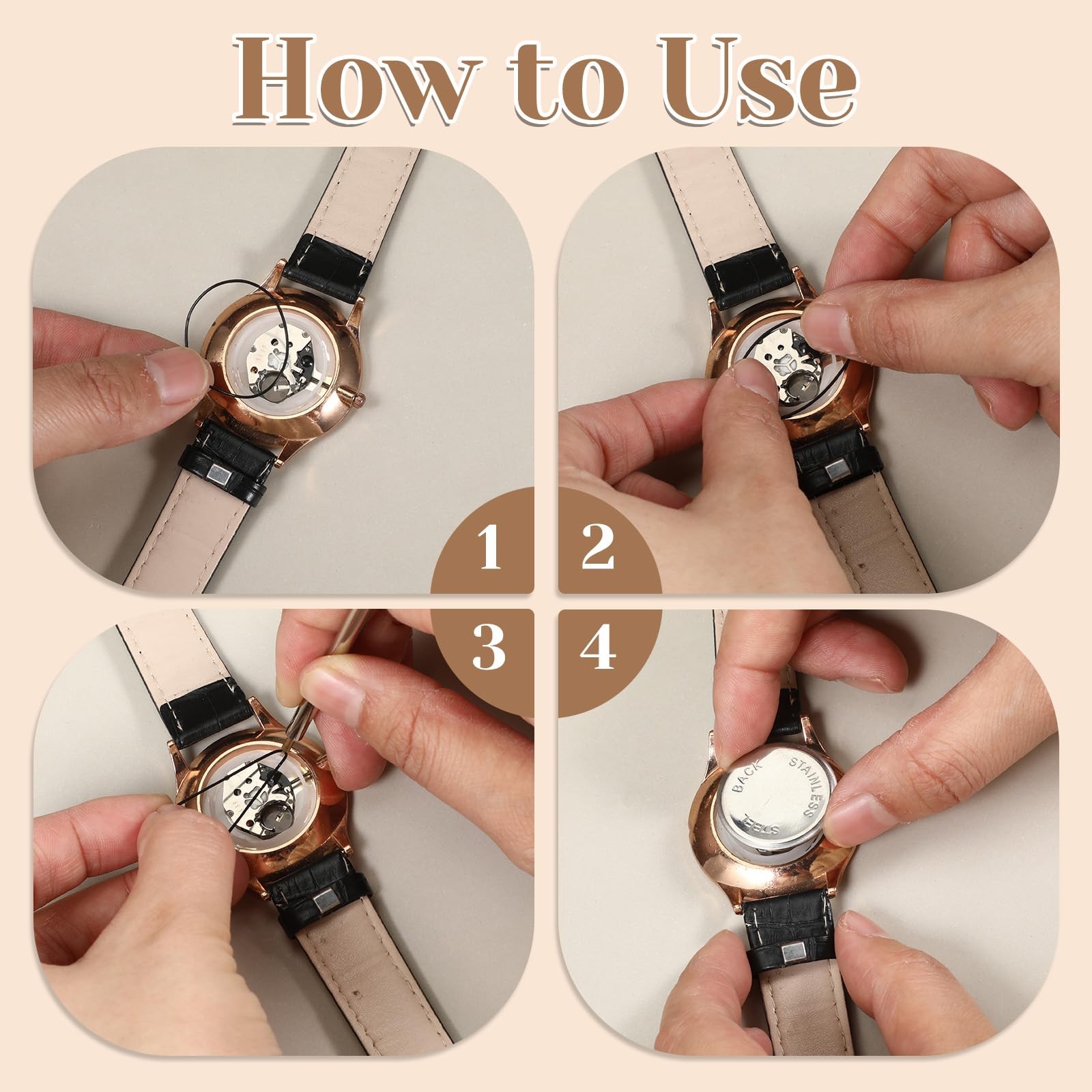 Ptwola 180 Pcs O Ring Watch Gasket Watches Sealing Back Cover Black