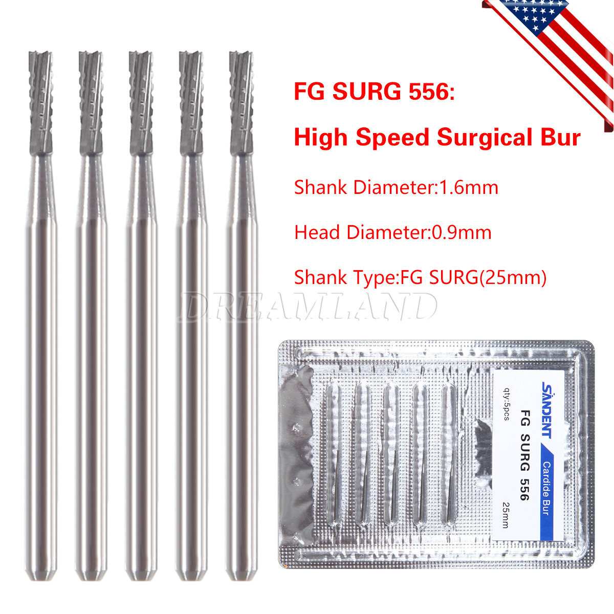 Dental Surgical Bur Long 557L 558 556 Carbide Burr 25mm High Speed