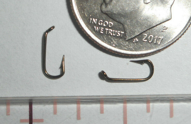 100 MUSTAD #16 Fly Tying Sneck Hooks Turned Down BALL Eye Bronzed NORWAY 3354