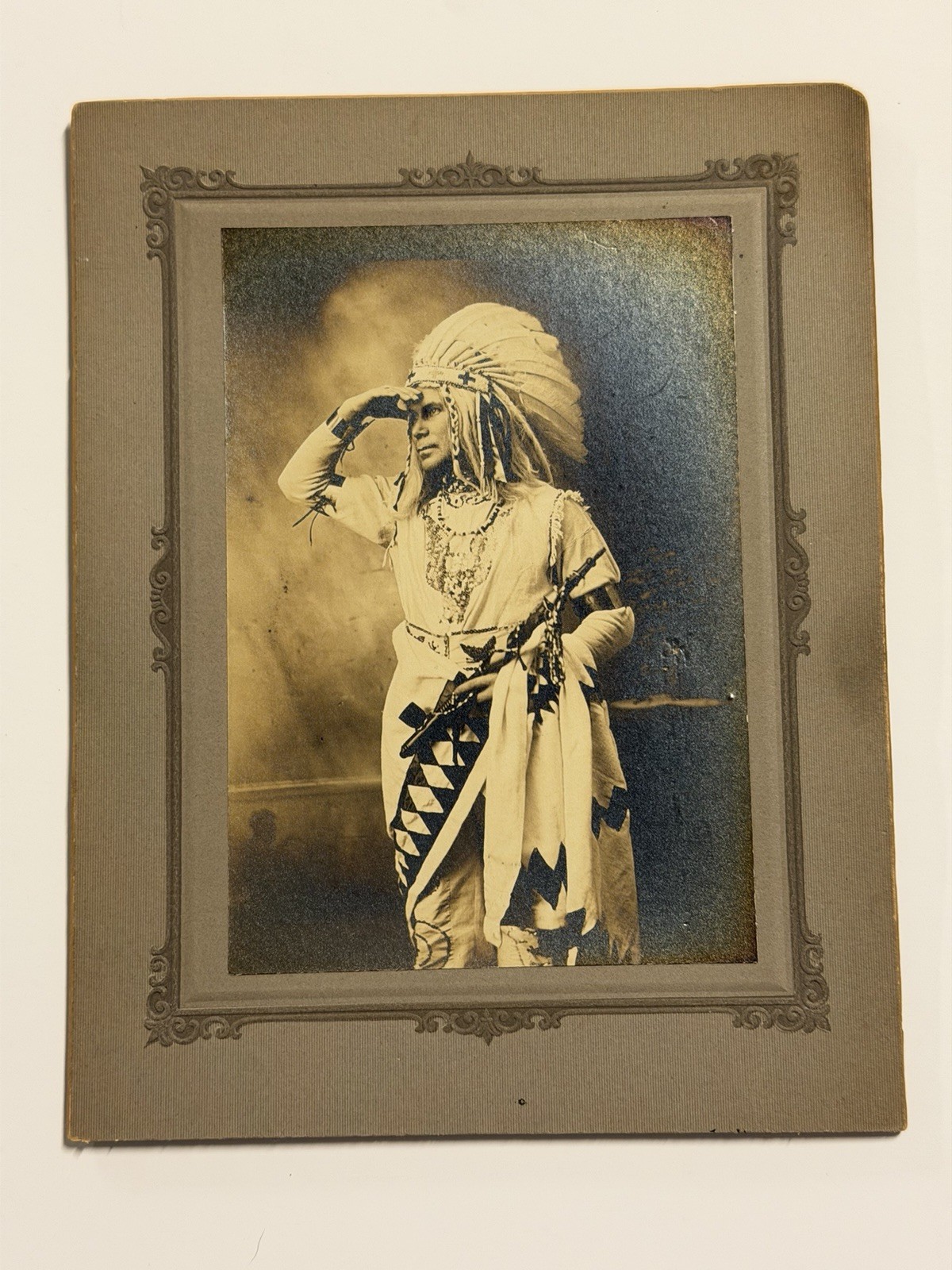 Antique Native American Indian Cabinet Card Photograph of A Chief; 1880s - 1900s
