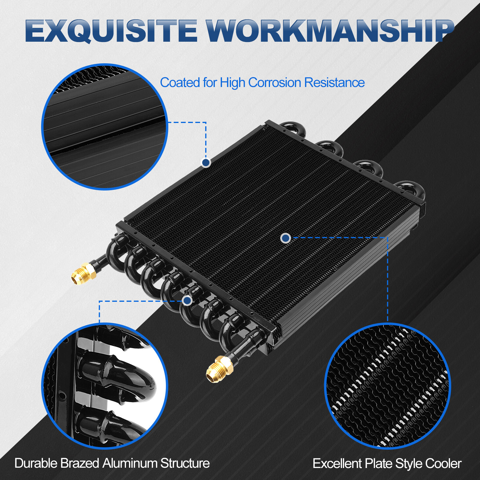 16 Pass 1/2" Transmission Cooler 8AN Tube Fin Cooler Air Compressor Aftercooler