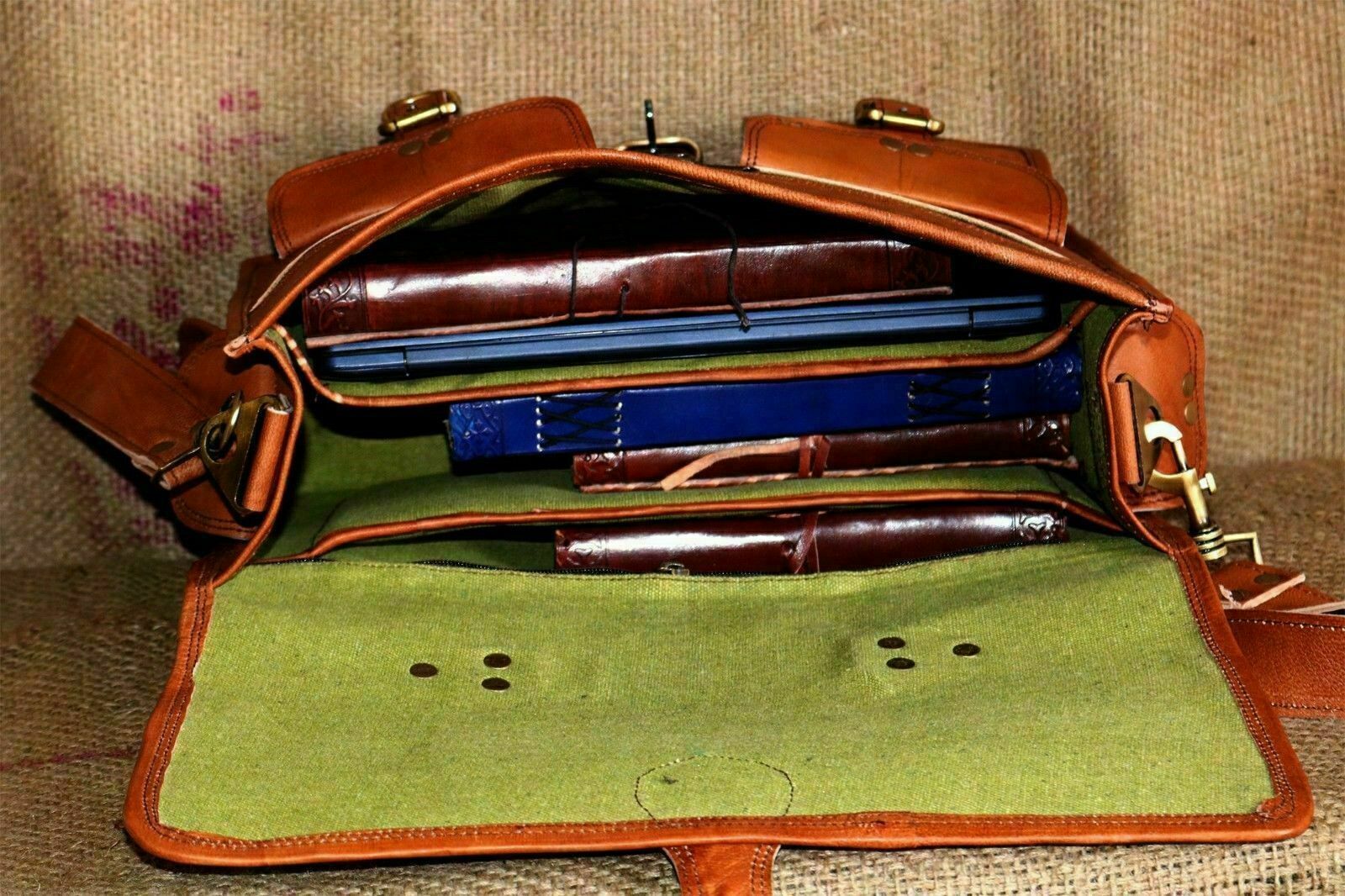 Genuine Leather Vintage Laptop Messenger Briefcase Bag Satchel Handmade Men's