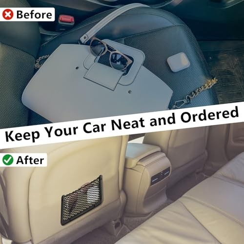 2 PCS Car Net Pocket, ABS Plastic Frame Cargo Net Storage Pockets 9 x 4.3 Inch