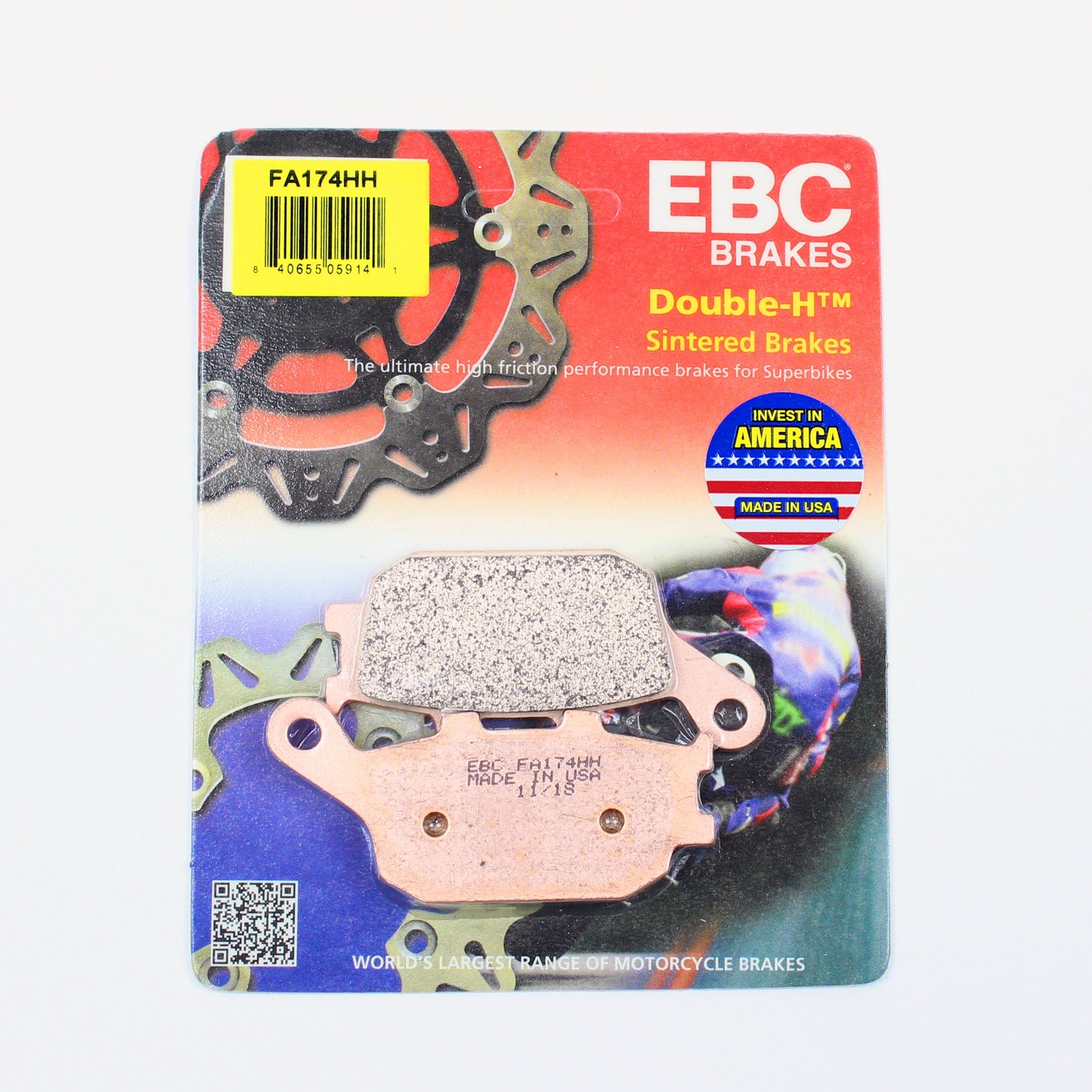 EBC FA174HH Brake Pads - HH Sintered Pads for Motorcycle - 1 Pair