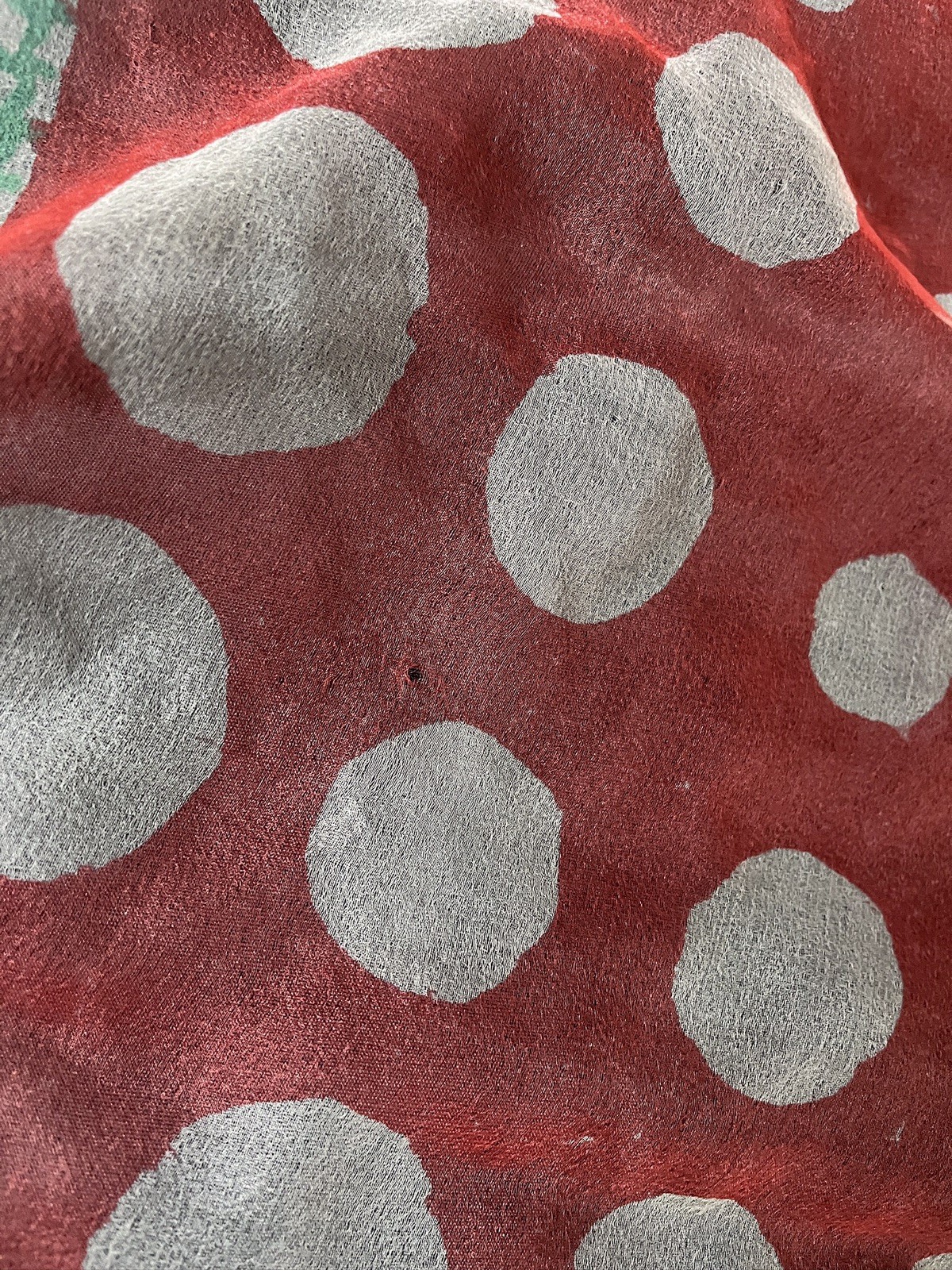 Vtg Sheer Chiffon Nylon SCARF Red Green White Polka Dots Scarf MCM 26” Sq