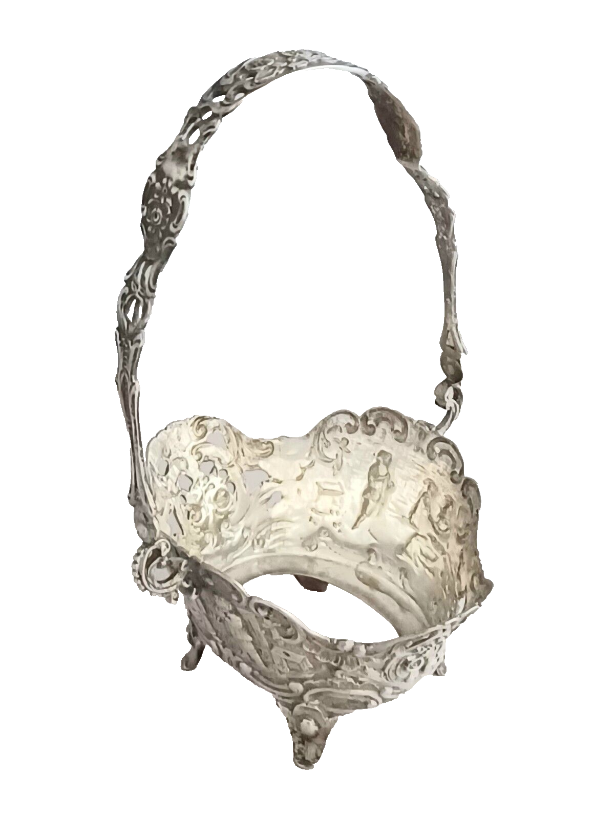 Vereinigte Silberwarenfabrik Hanau Figural Crystal Sterling Candy/Nut Basket(s)