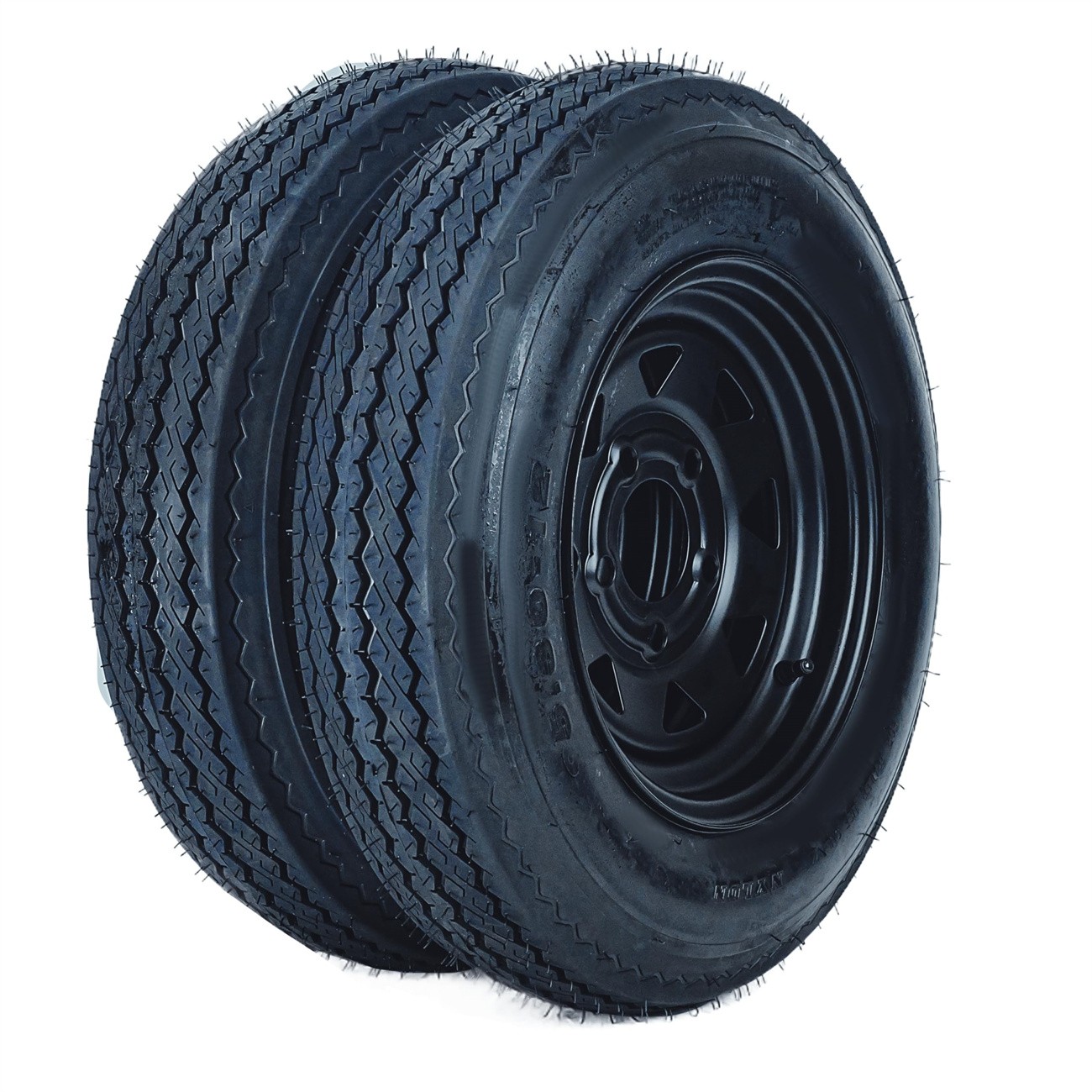 2 Pack 5.30-12 5.30x12 530-12 Trailer Tires w/12" Rims 5 Lug on 4.5" Black Wheel