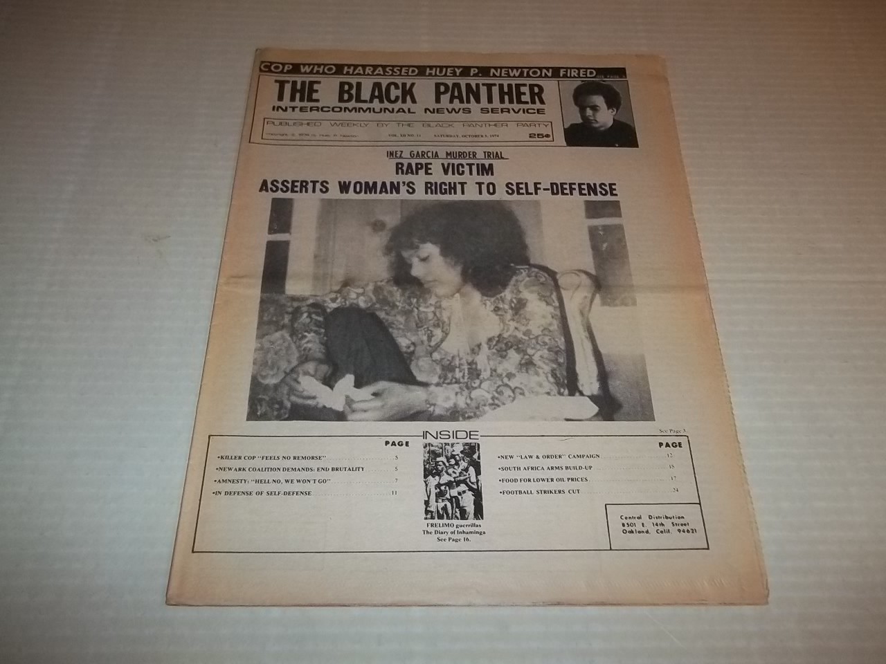 Black Panther Newspaper  Oct. 5, 1974  Huey P Newton  VG+
