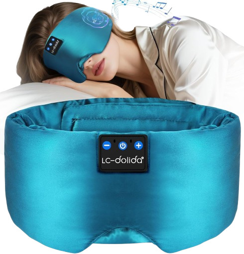 LC-dolida Luxurious Silk Soft Sleep Mask, Sleep Headphones with Bluetooth 5.4...