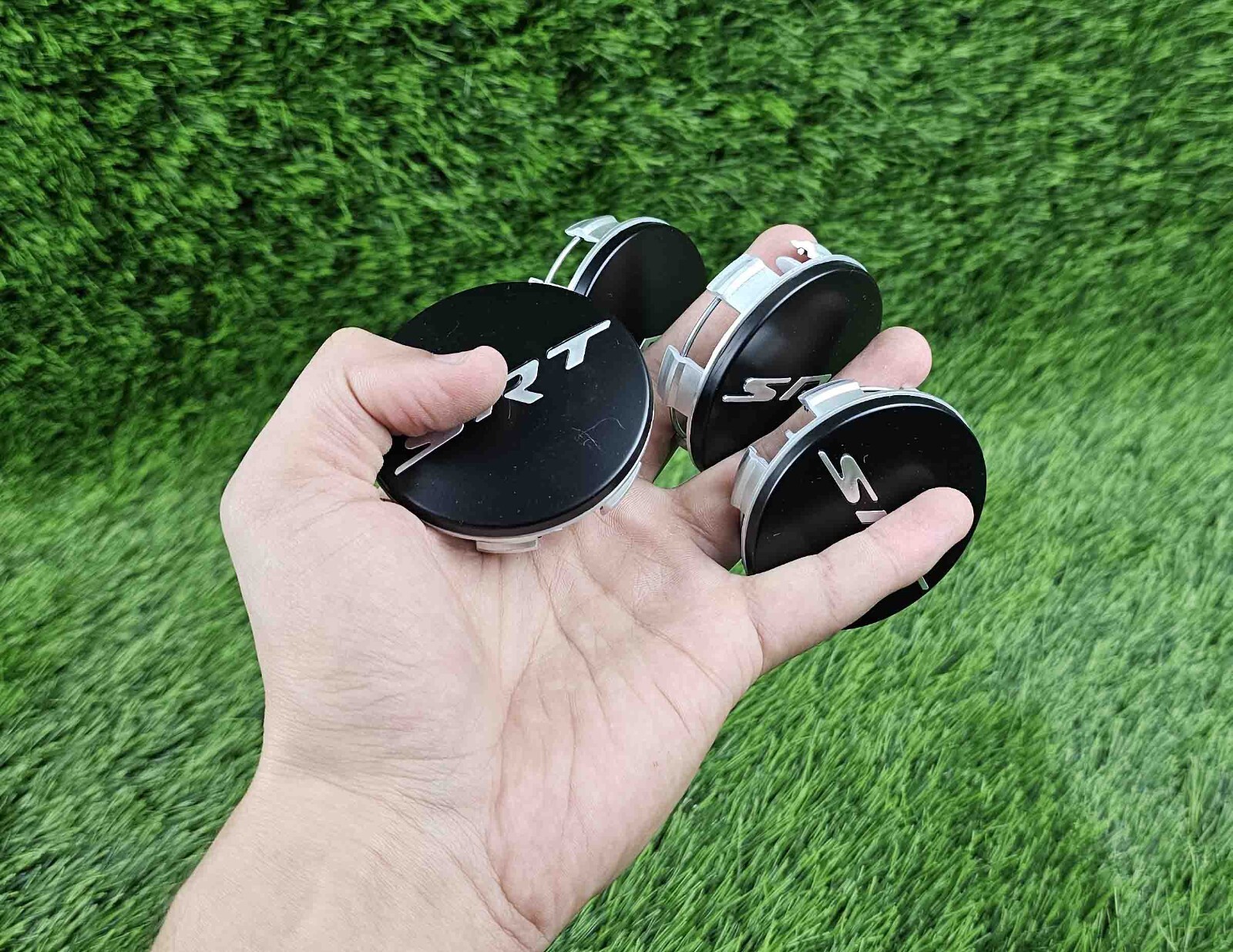 Set of 4 SRT Wheel Center Hub Caps 2015-23 Dodge Charger Challenger Black Silver