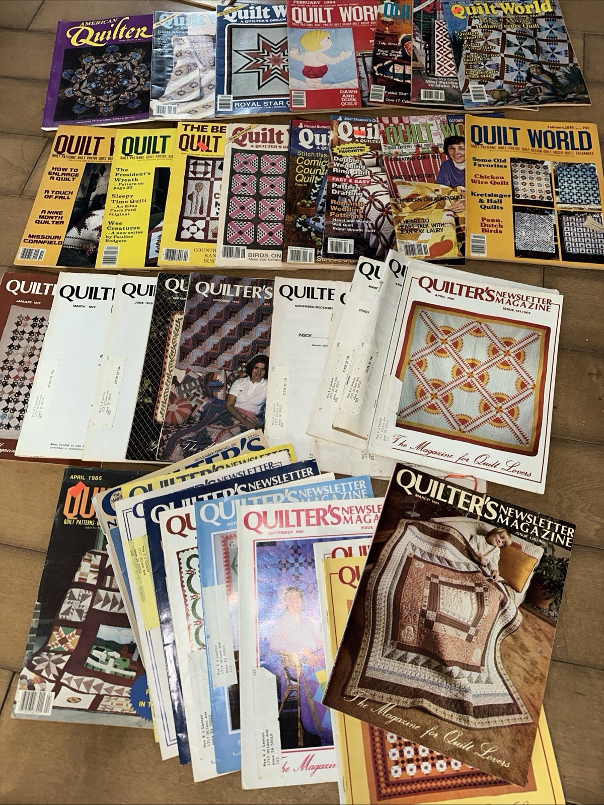 ~30 Quilting/Stitching Magazines most 1980's Quilter's Newsletter 1980-90