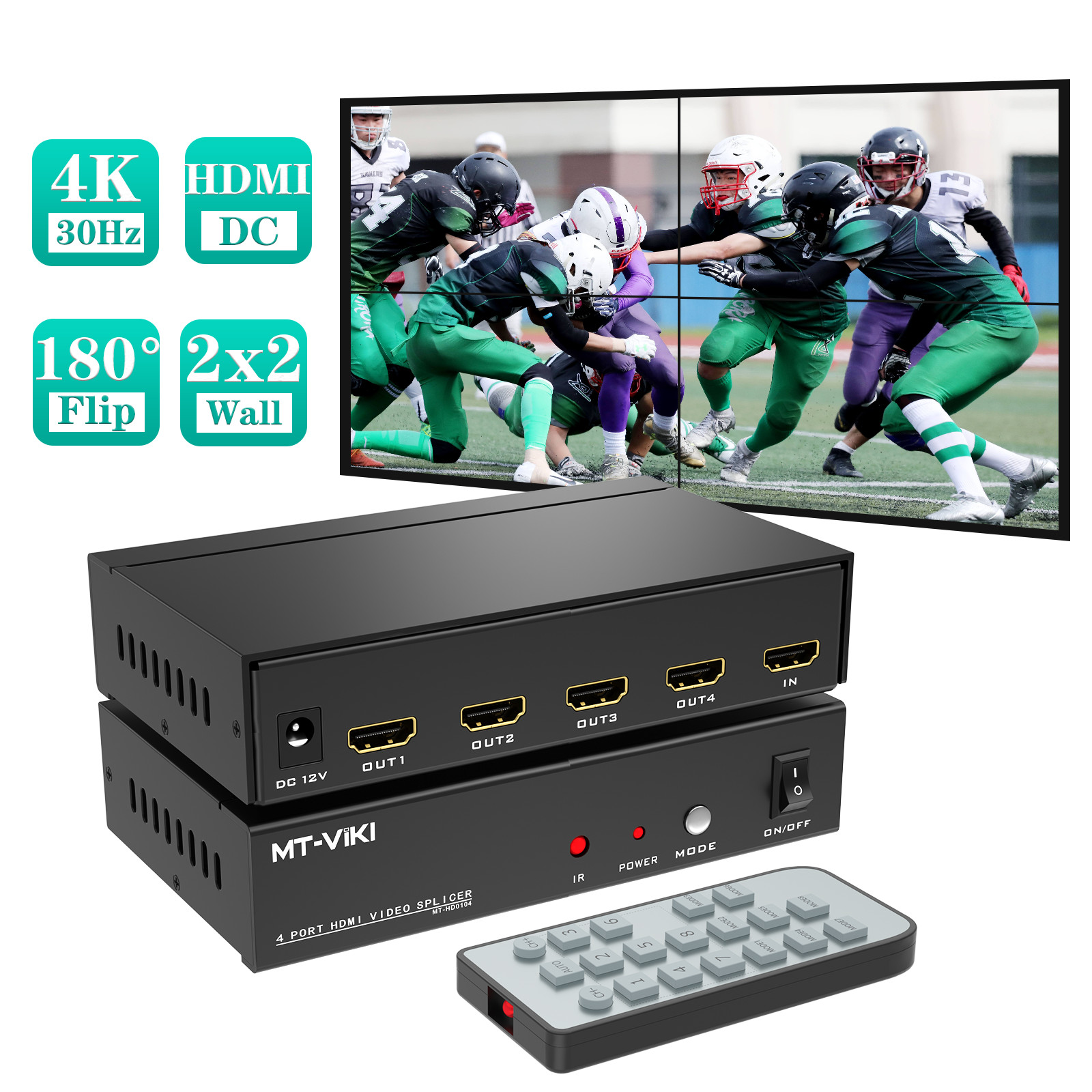 MT-VIKI 2x2 HDMI Video Wall Controller 4K@30hz Processor 1x2 Multi Screen Splice