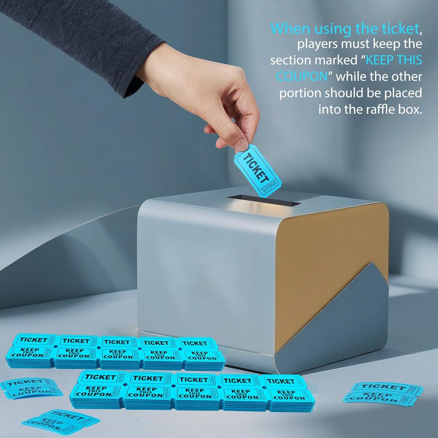 240 Pcs (120 Pairs) Blue Double Raffle Tickets – 50/50 Raffle Tickets for Partie