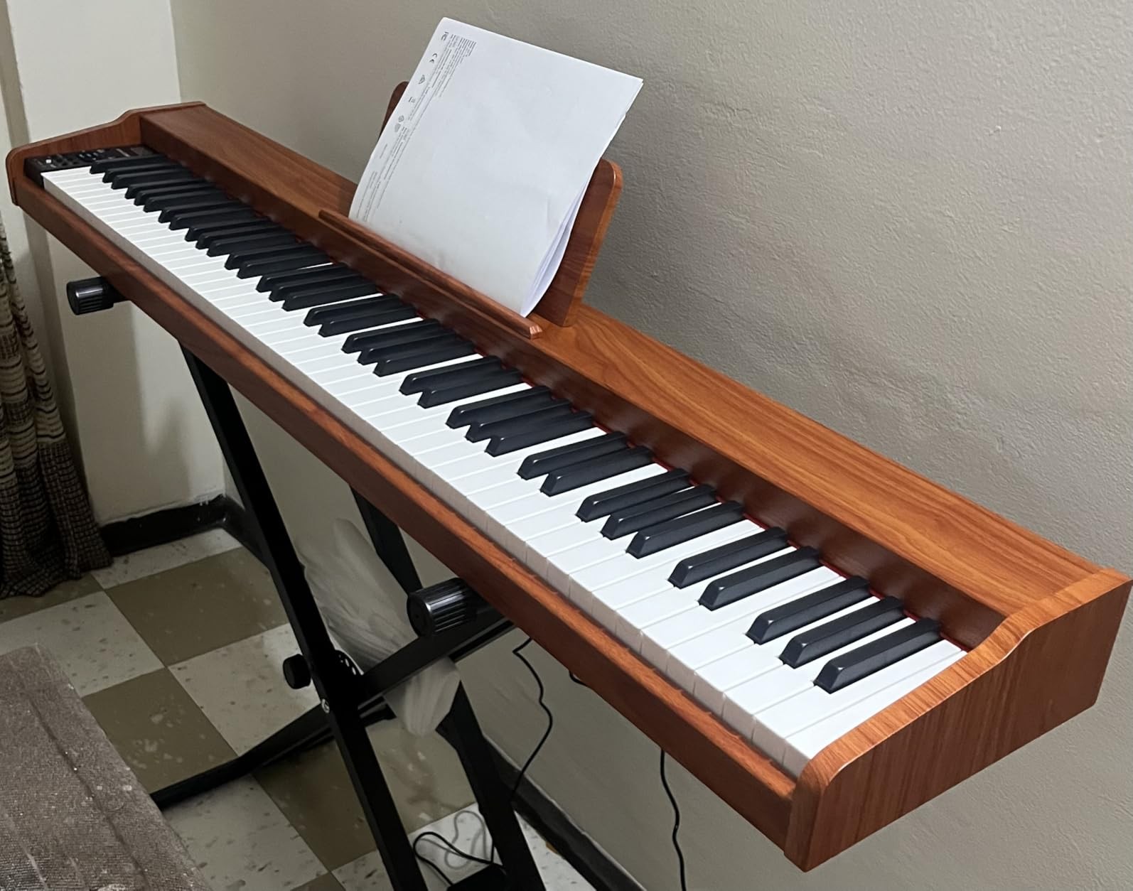Donner DEP-1S Digital Piano Keyboard With Stand Sustain Pedal Wood Grain Design