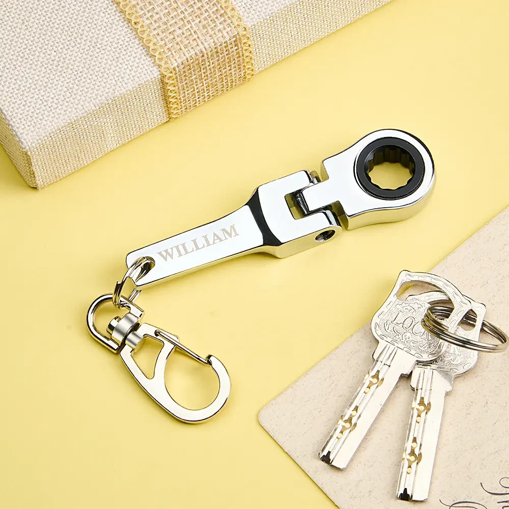 Personalized Ratchet Wrench Keychain with Engraving Keychain Mini Hardware Tool