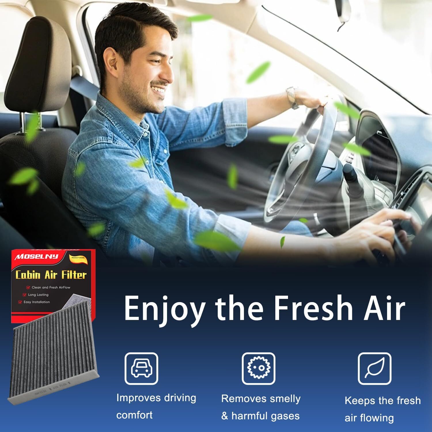 Cabin Air Filter with Activated Carbon, Replacement for CP134 (CF10134), Fit for