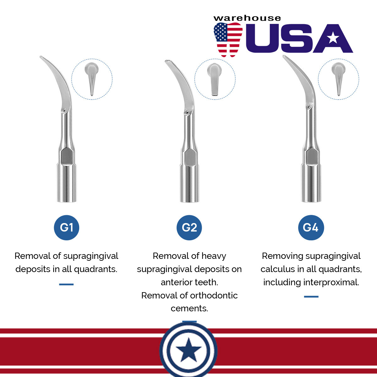 NSK Style Dental Ultrasonic Air Perio Scaler Handpiece 2 & 4-Holes 3 Tips