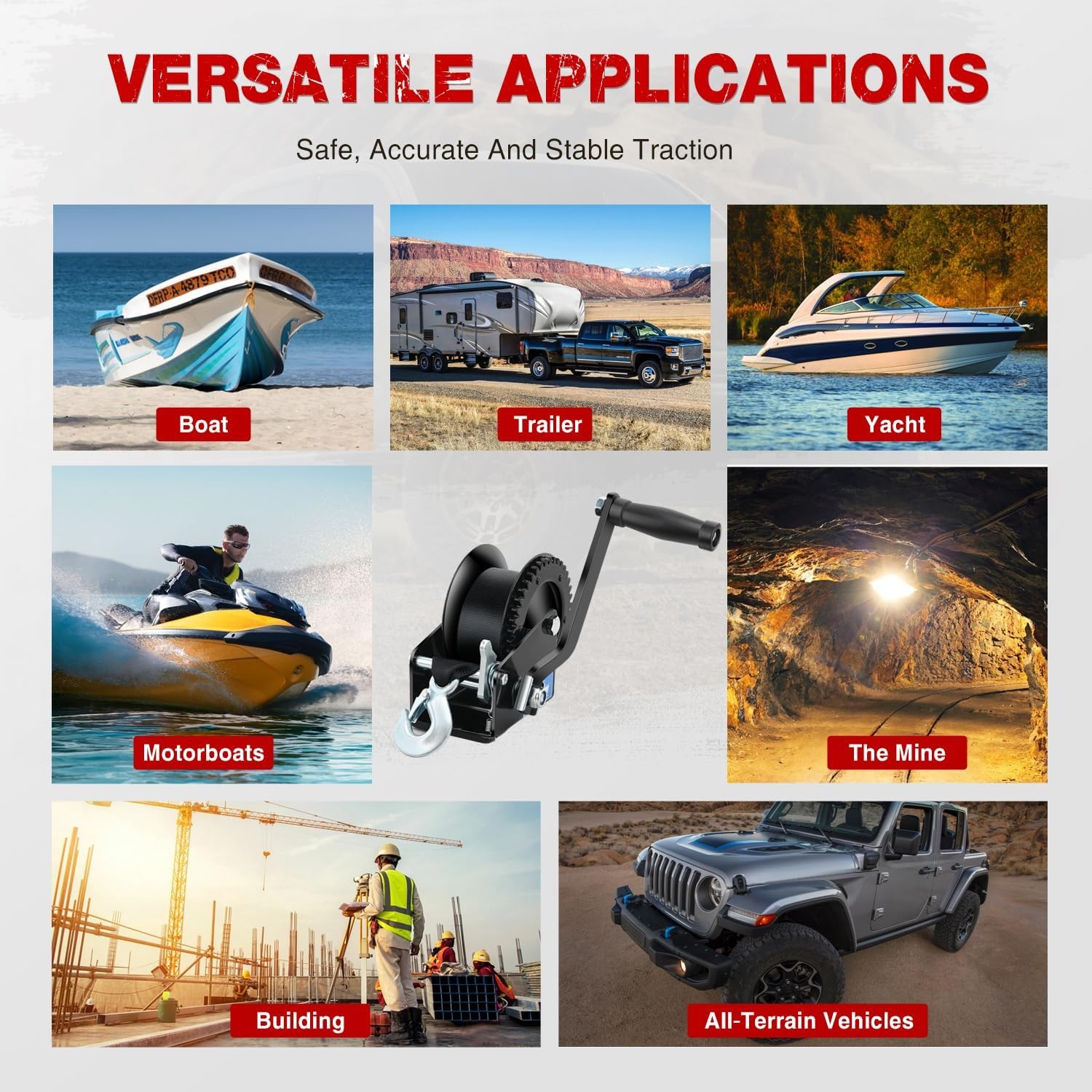 Nilight Boat Trailer Winch 1200 Lbs Hand Crank Winch Heavy Duty Boat Winches