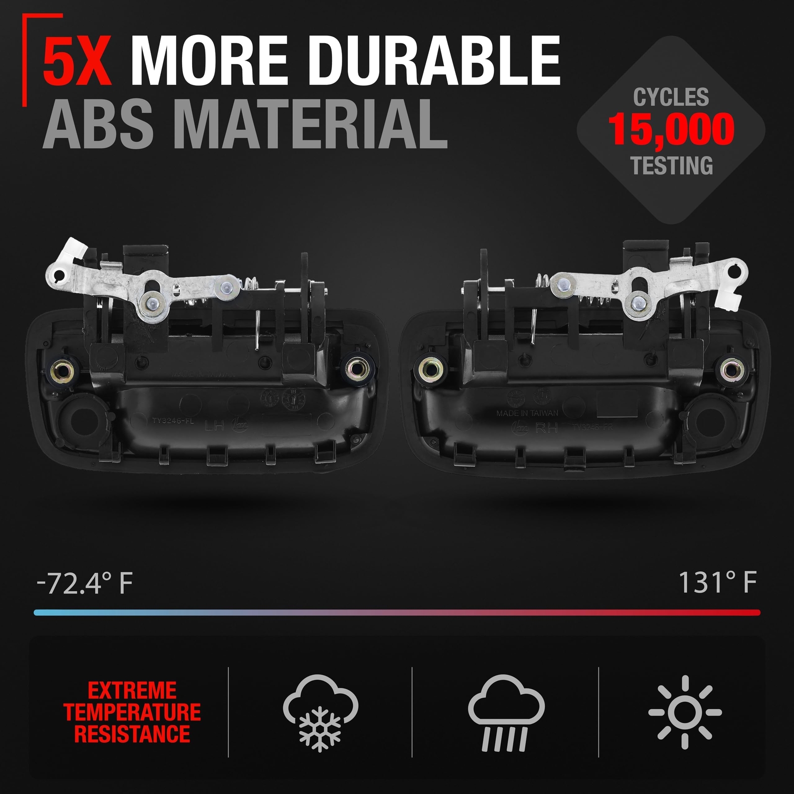 Exterior Door Handle, Left & Right for Toyota Tacoma - Driver + Passenger Han...