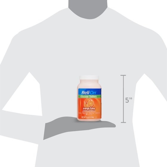 ReliOn Glucose Tablets, Orange Flavor, 50 Count, Pack of 2