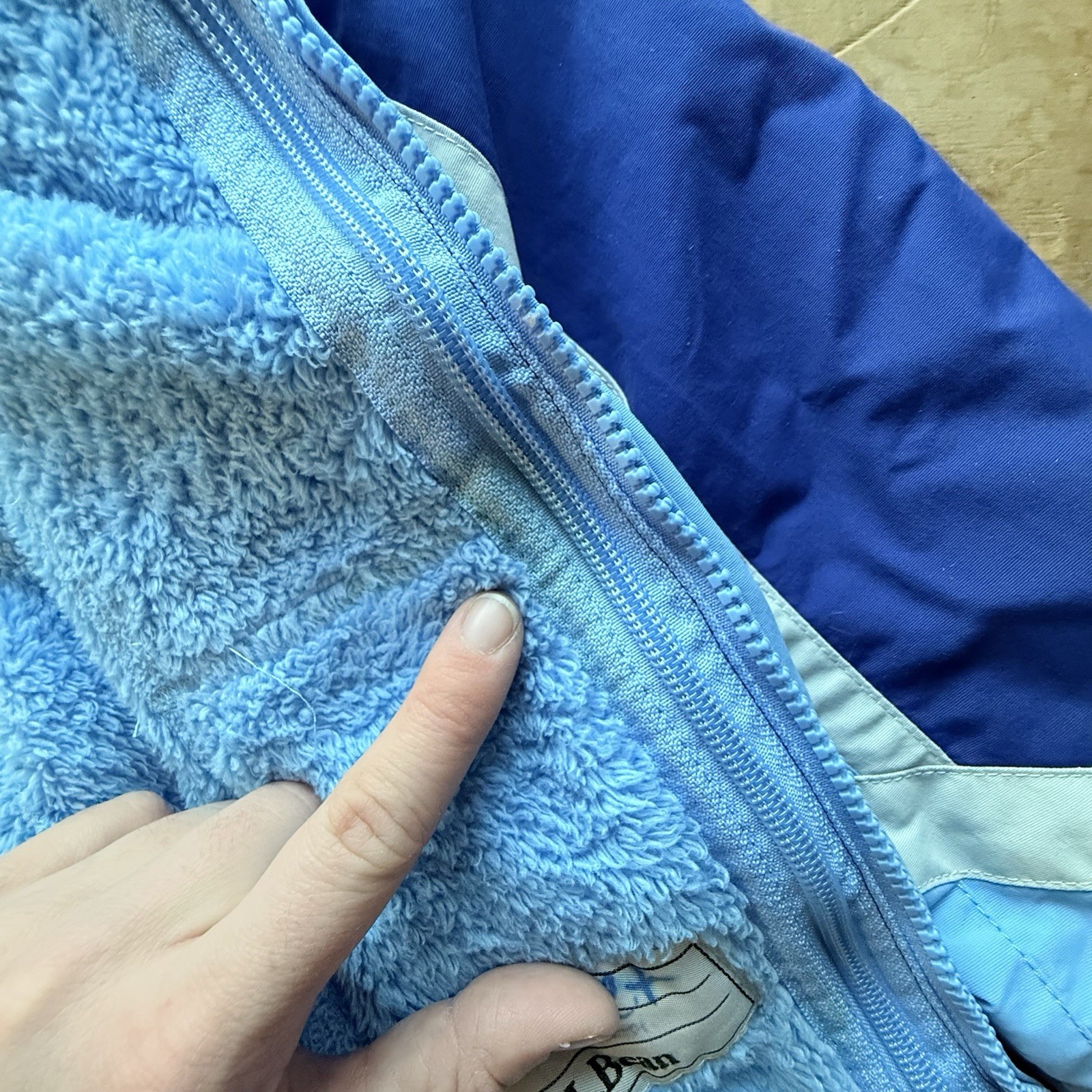 Girls VTG 90s LL Bean Puffer Coat Sz Small Jacket Blue Detachable Liner Y2K Play