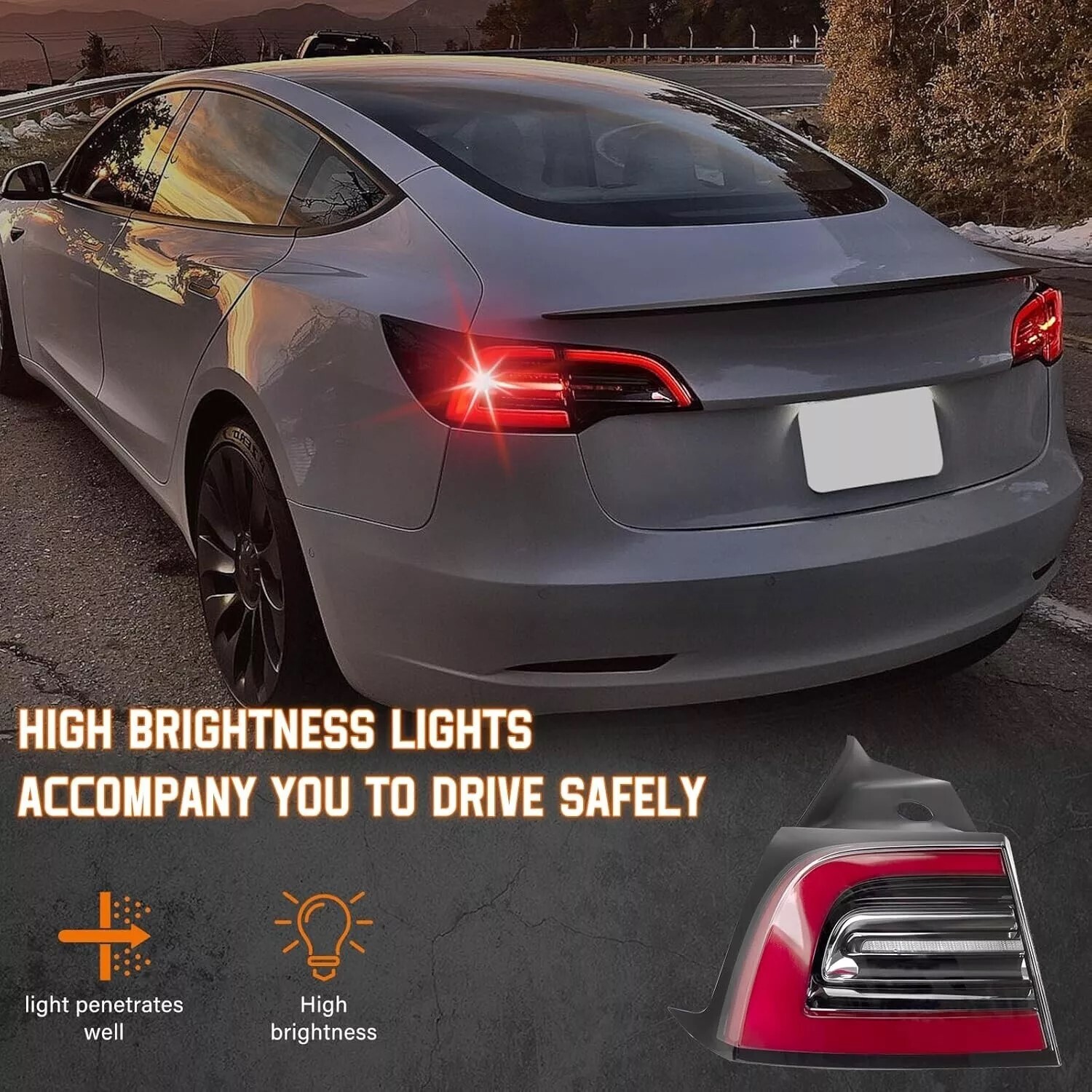 For 2017-2023 Tesla Model 3 LED Outer Tail Light Lamp Passenger 1077398 OE Style