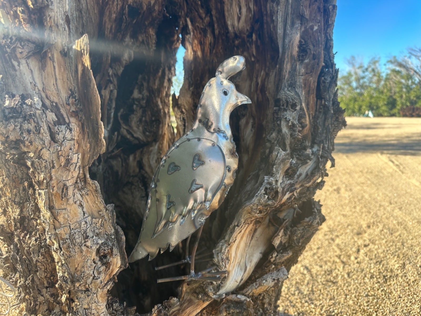 Handcrafted Rustic Metal Quail Yard Art