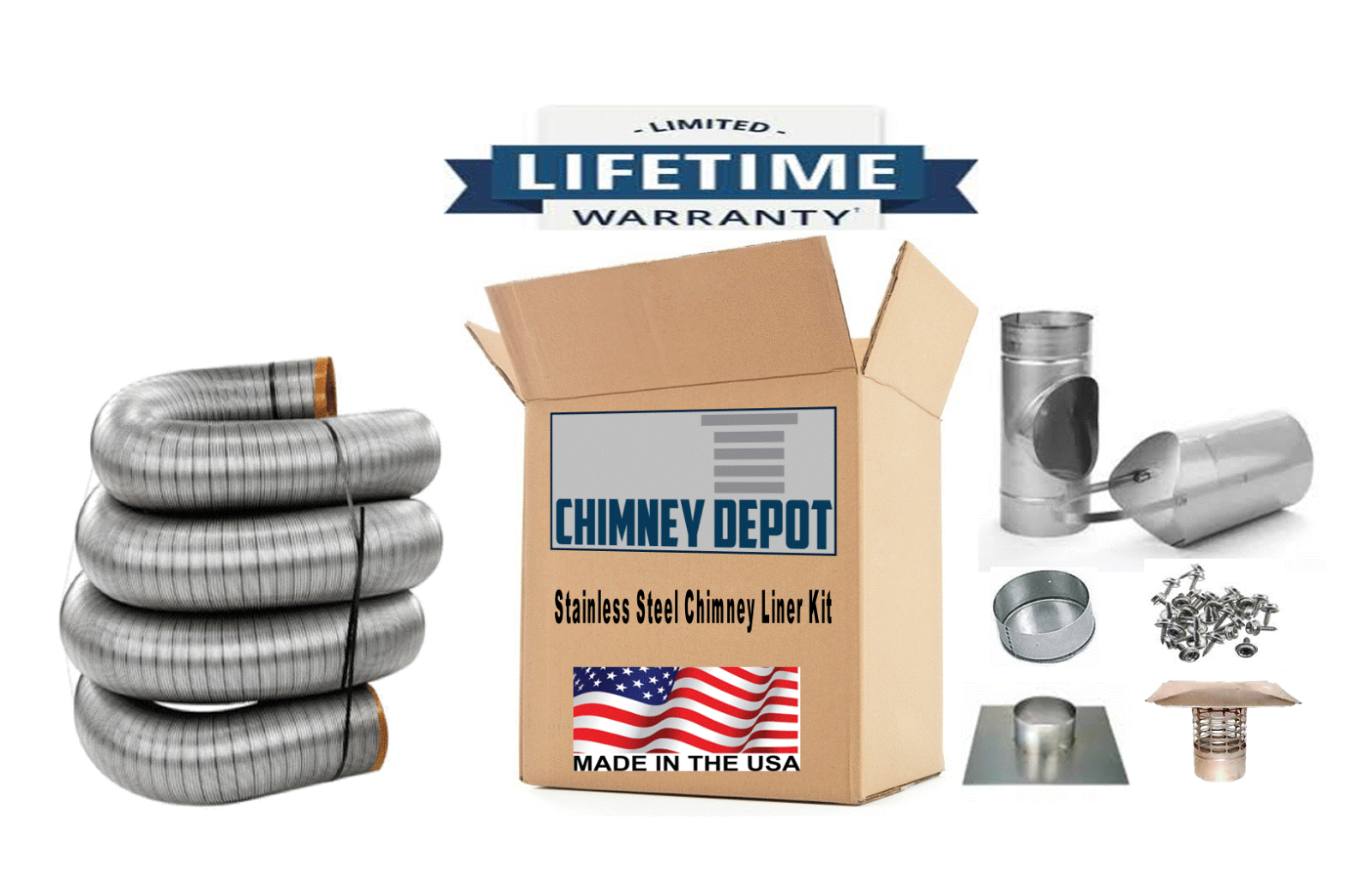 6 INCH DIAMETER STAINLESS STEEL CHIMNEY LINER KITS