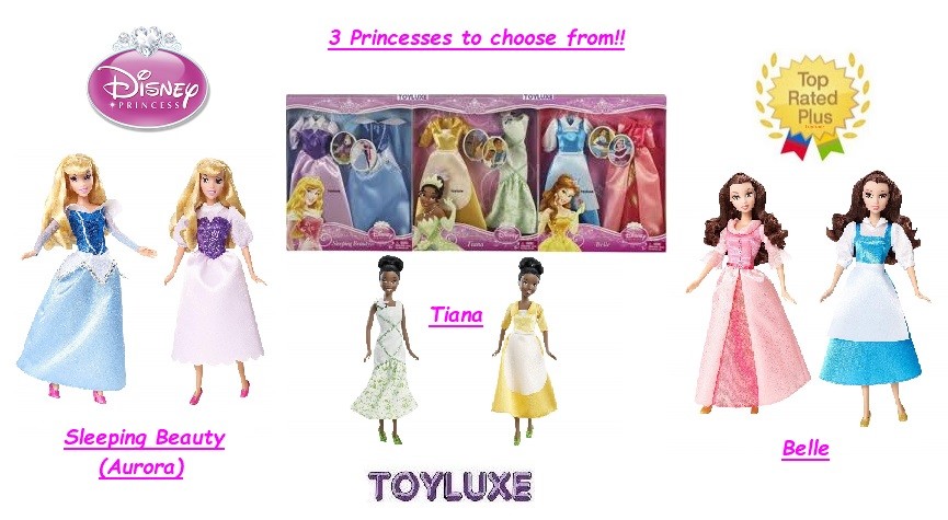 Disney Princess Sparkle Doll Cloths Fashion 2 - Gown Dress Outfit Set Barbie NEW