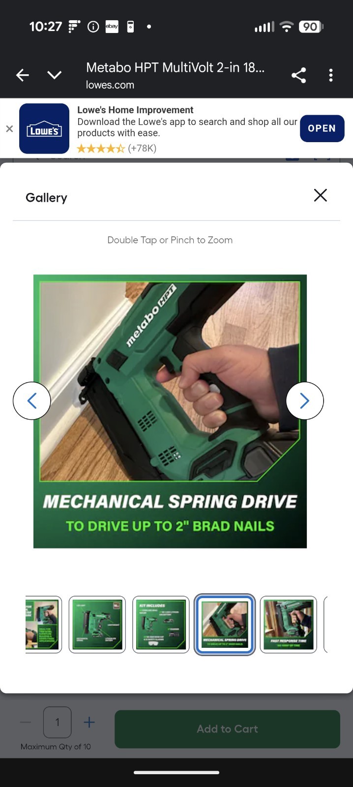 Metabo HPT 18V Cordless 18-Gauge Brad Nailer Kit Batt+Charge, Brushless NT1850DG