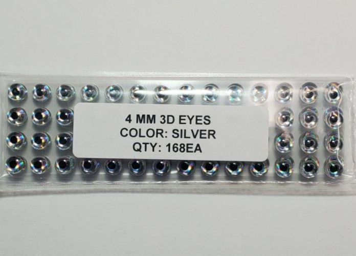 168pcs, Soft Holographic SILVER 3d adhesive fish eyes 4mm, Fly Tying, Arts,Craft
