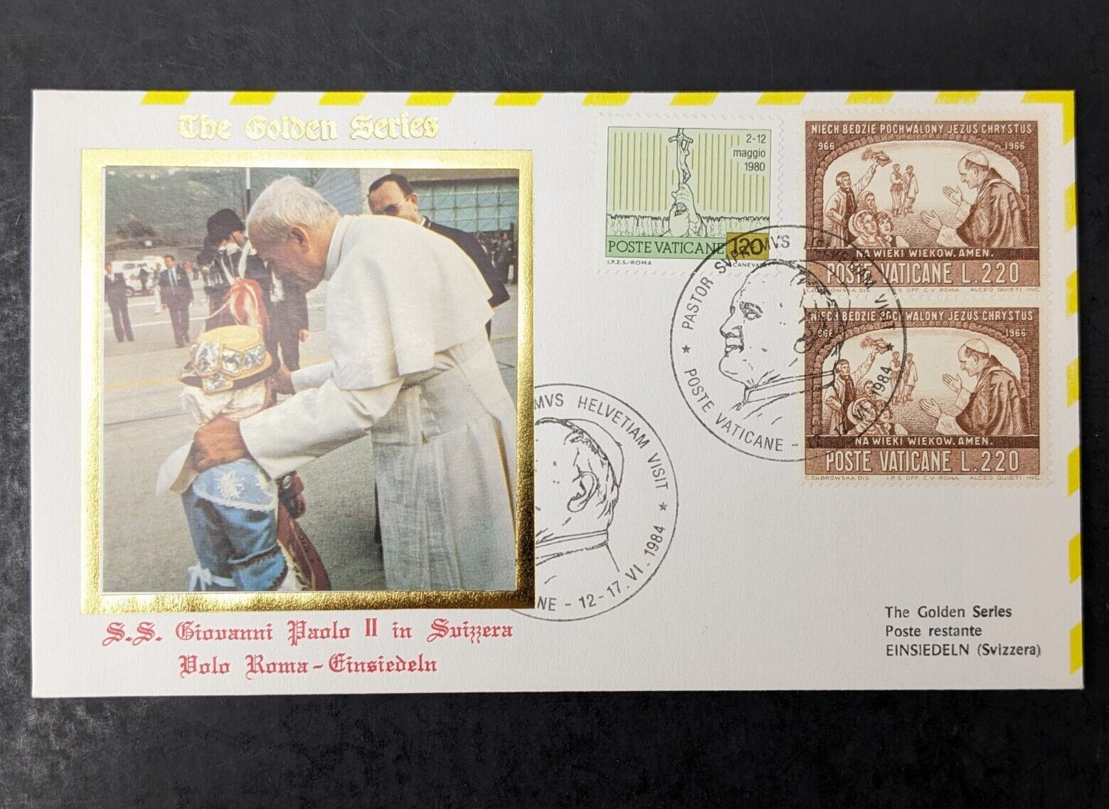 Pope John Paul II Golden Series Trip to Switzerland 10 Covers, Postcards Stamps