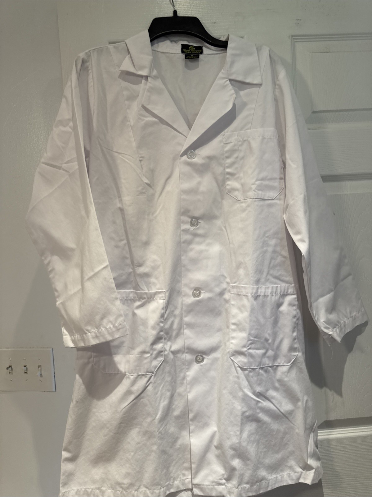 Natural Uniforms Unisex Lab Coat Medium New WO Tags White Dr Nurse Dentist