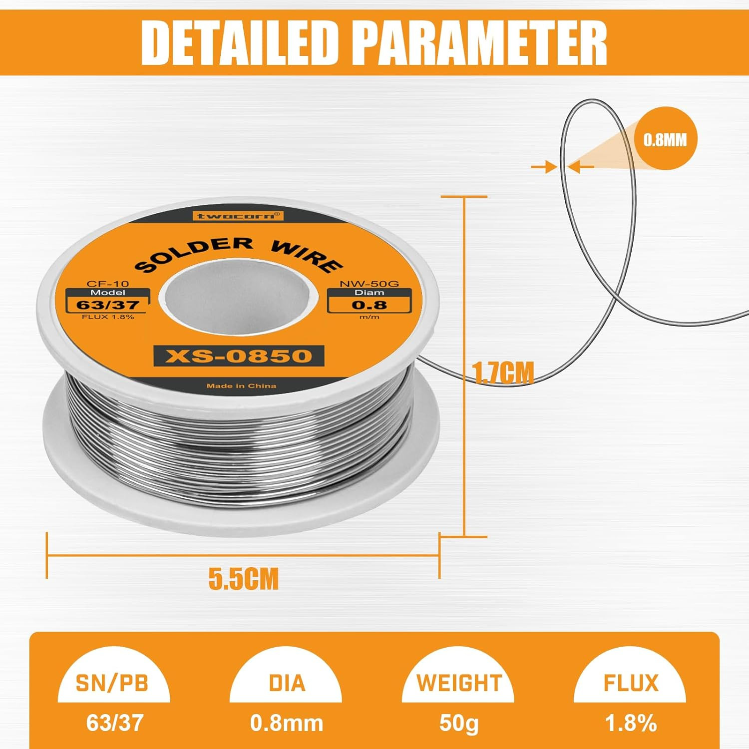 63/37 Solder Wire High Purity No-Wash Tin-Lead Rosin Cored Wire with 1.8% Flux
