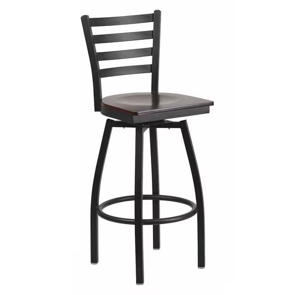 Flash Furniture Restaurant Stool,Ladder Back,Wal Seat XU-6F8B-LADSWVL-WALW-GG