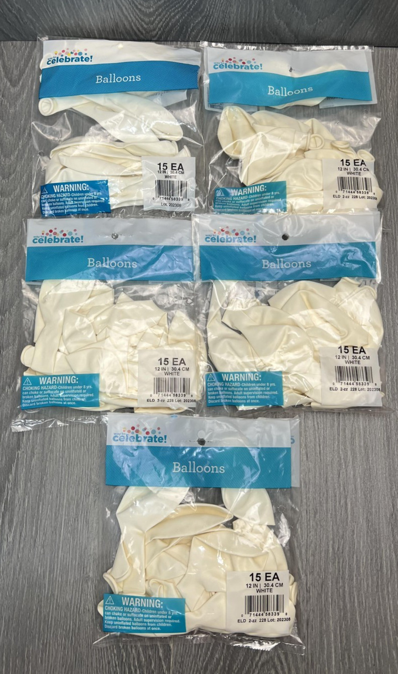 Way To Celebrate Balloons White 12in Lot 6 Packs of 15ct Party Decor Supplies