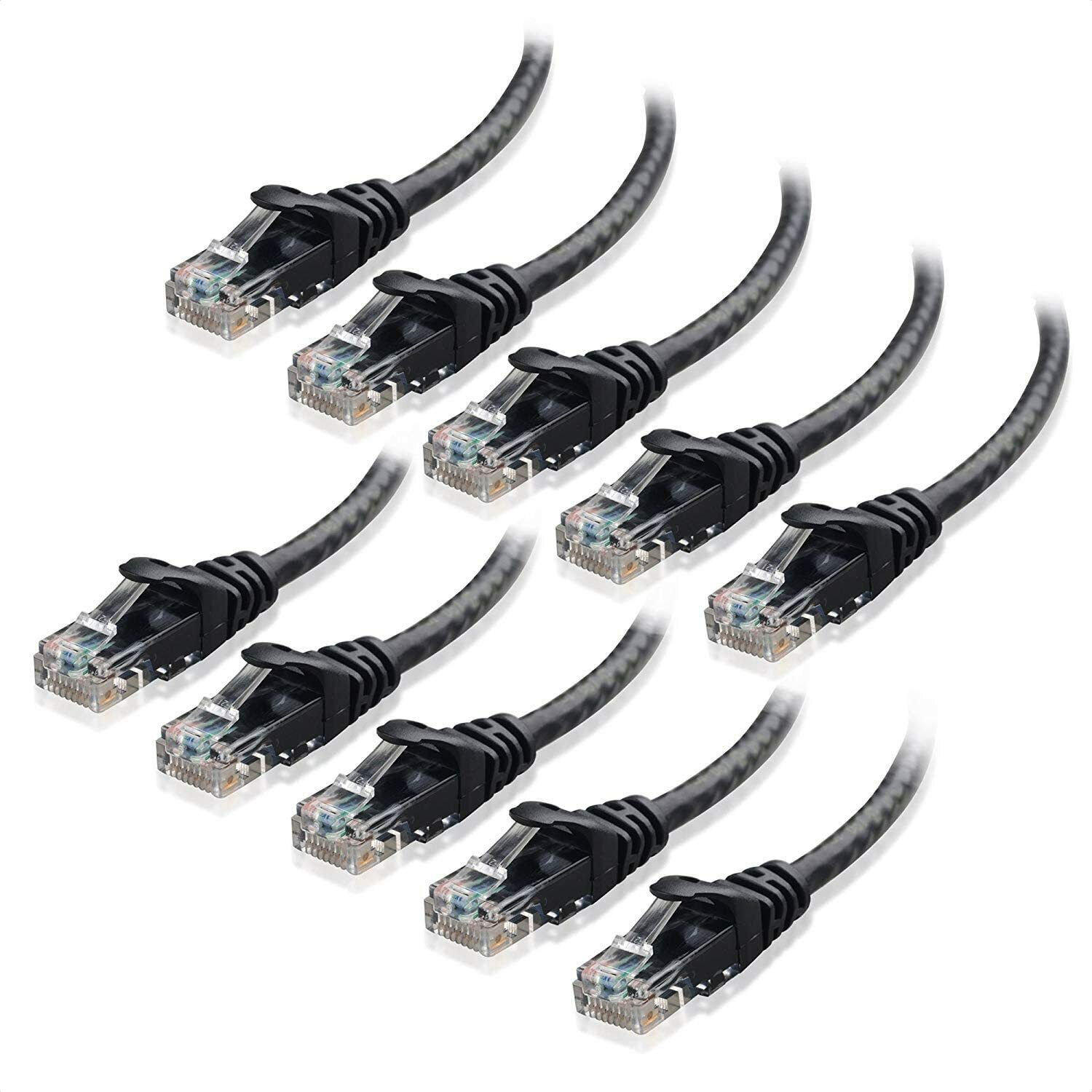 Cat6 Patch Network Cable RJ45 Ethernet 1ft To 10ft 10Pack Pure Copper Black