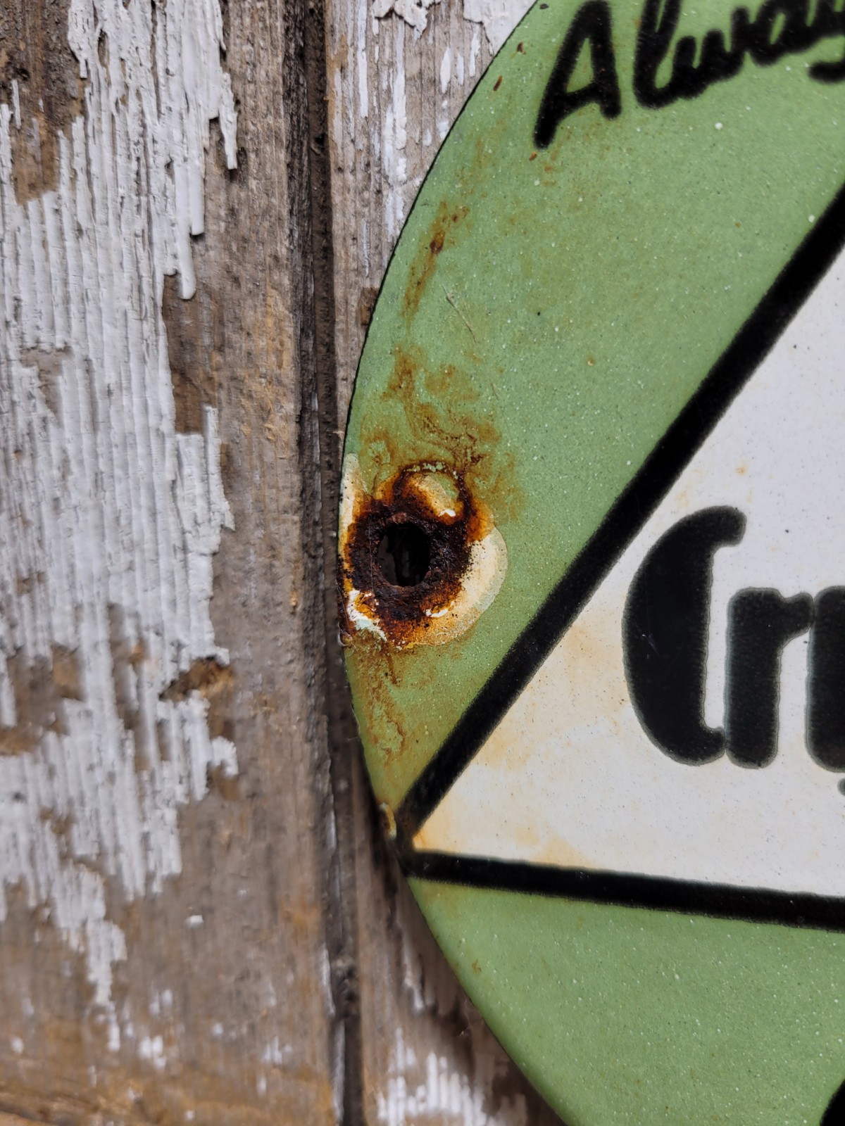 VINTAGE CRUSH PORCELAIN SIGN OLD LIME RICKEY SODA COLA POP BEVERAGE SOLD HERE
