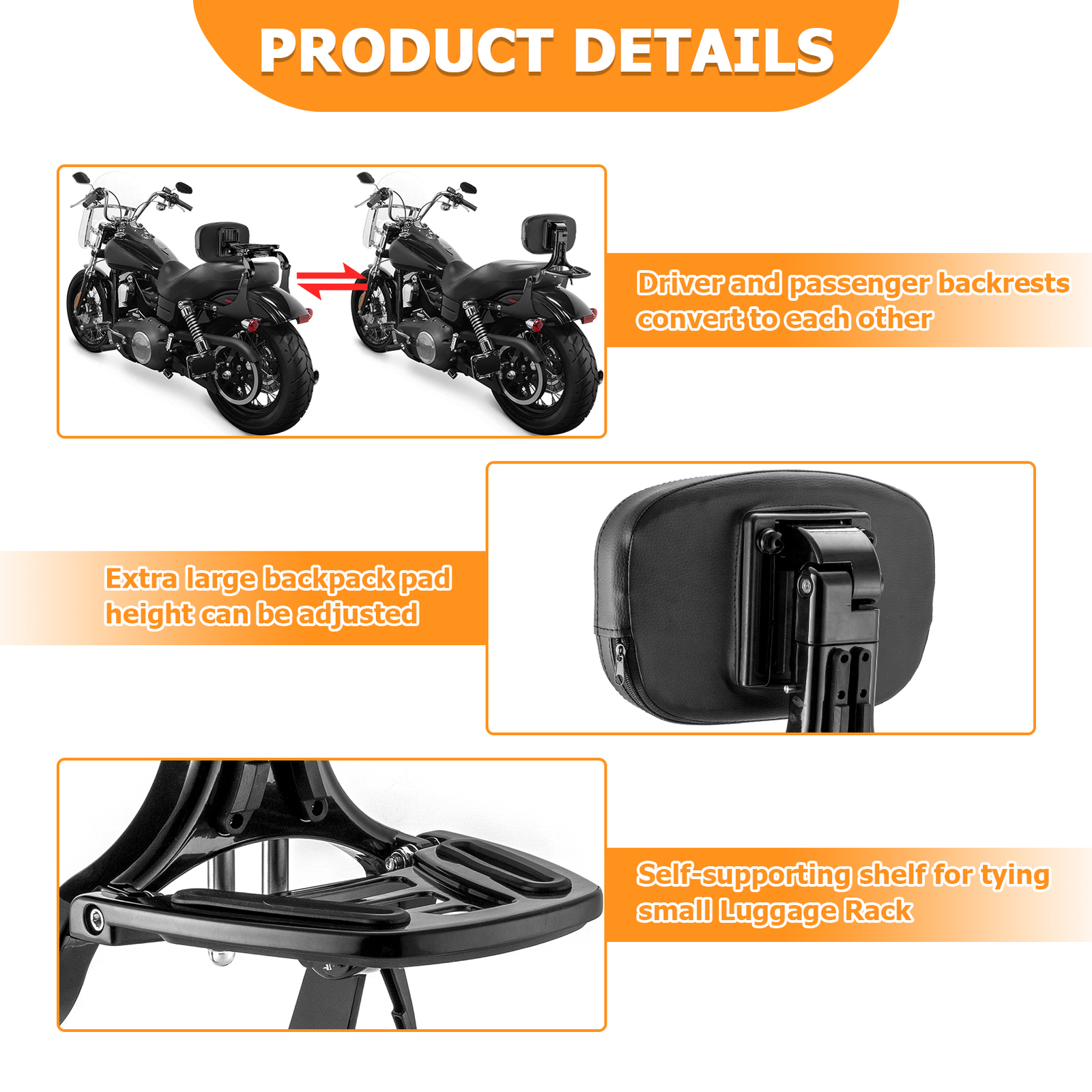 Multi-Purpose Backrest Sissy Bar For Harley Dyna Super Glide FXD FXDB Low Rider