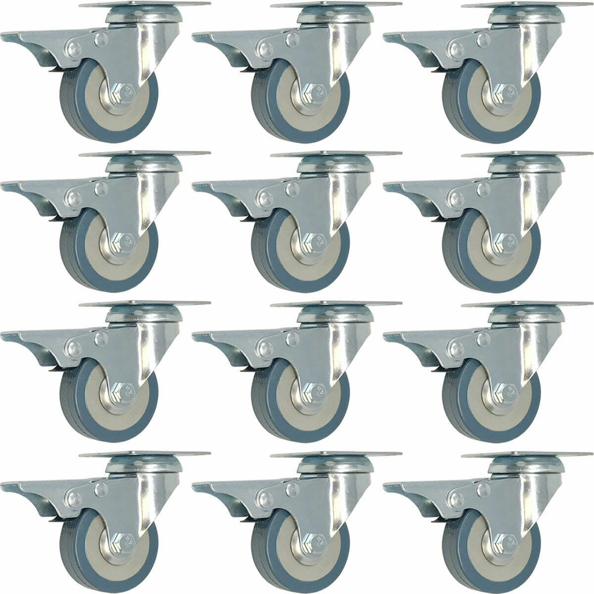 12 pack 2" Swivel Total Lock Brake Polyurethane Plate Caster PU