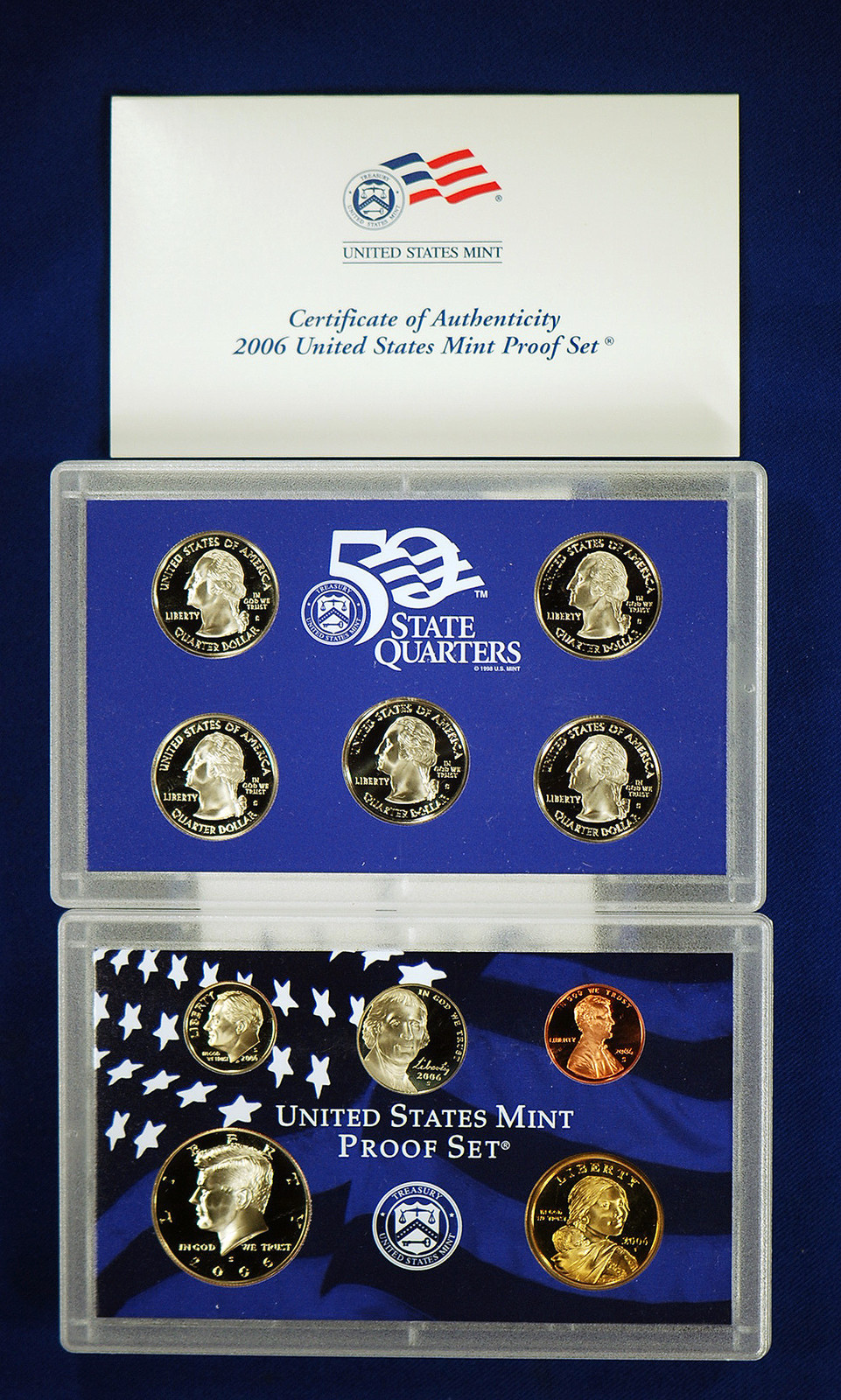 2006 Proof Set. Complete and Original in BLUE  mint paper box