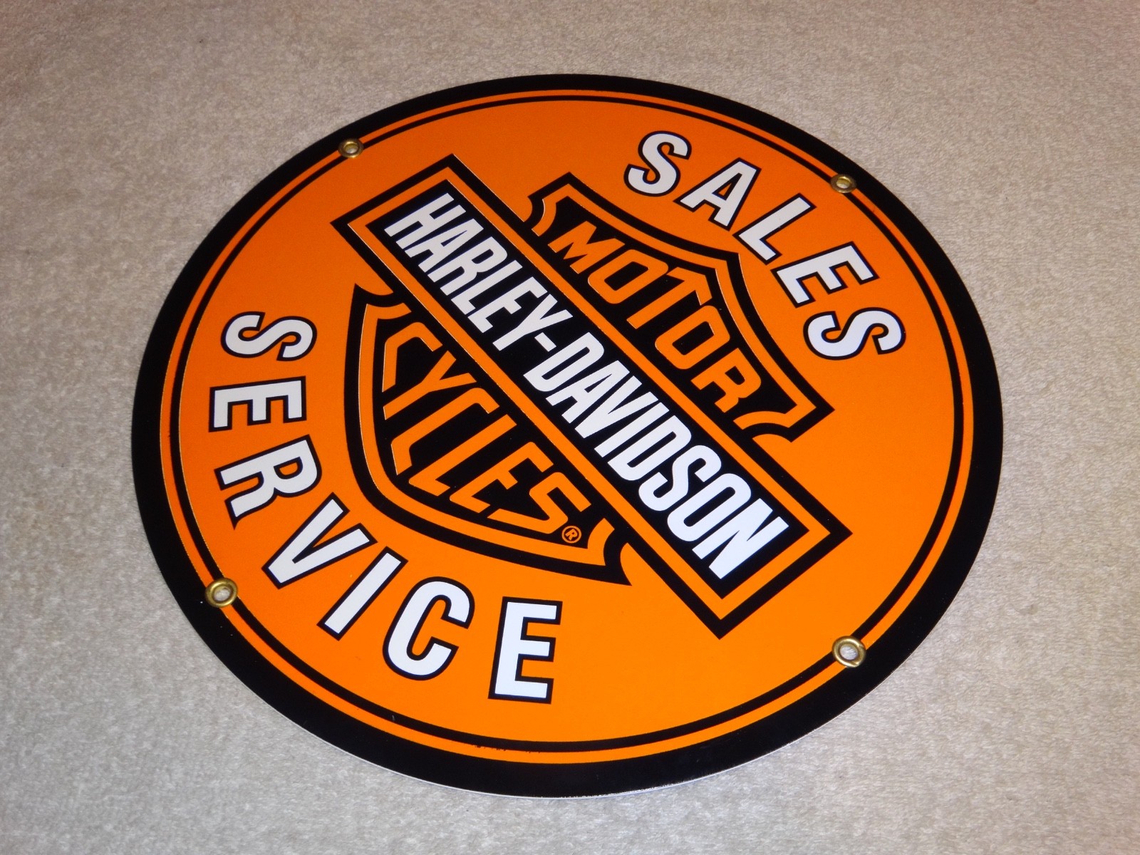 VINTAGE HARLEY DAVIDSON MOTORCYCLE SALES SERVICE DEALER PORCELAIN GASOLINE SIGN!