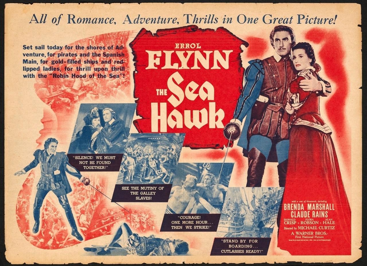 Movie Herald, The Sea Hawk, Errol Flynn, 1949, Capitol Theatre, 15.75" X 21.5"