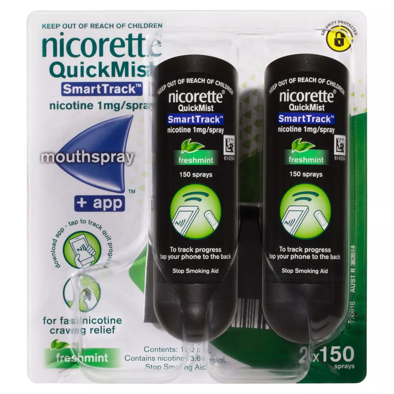 6X Nicorette Quickmist Smart Duo, 2 x 150 sprays - PACK OF 6