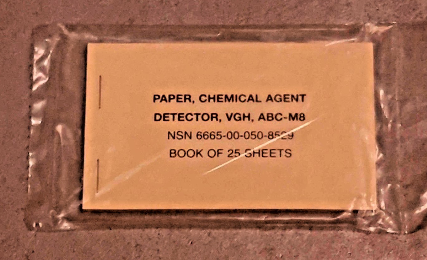 M8 Chemical Agent Detector (CAD) Paper - Booklet of 25 Sheets (50 strips) - NEW